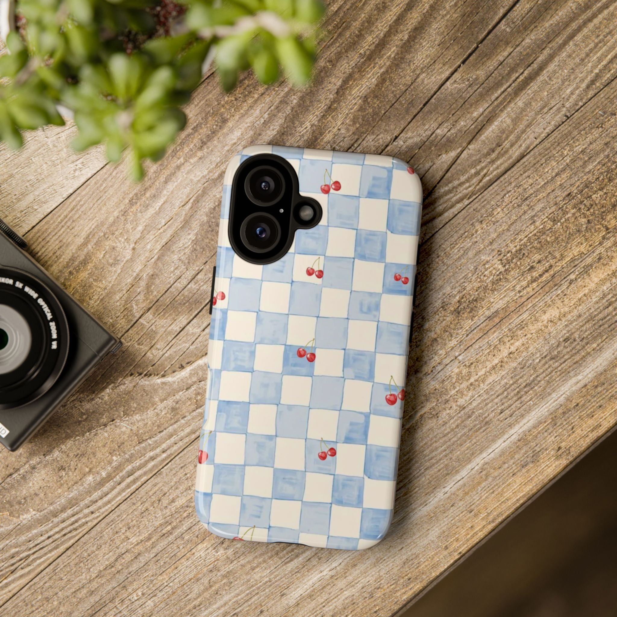 Cherry Check Tough Case  Available For All iPhone Models