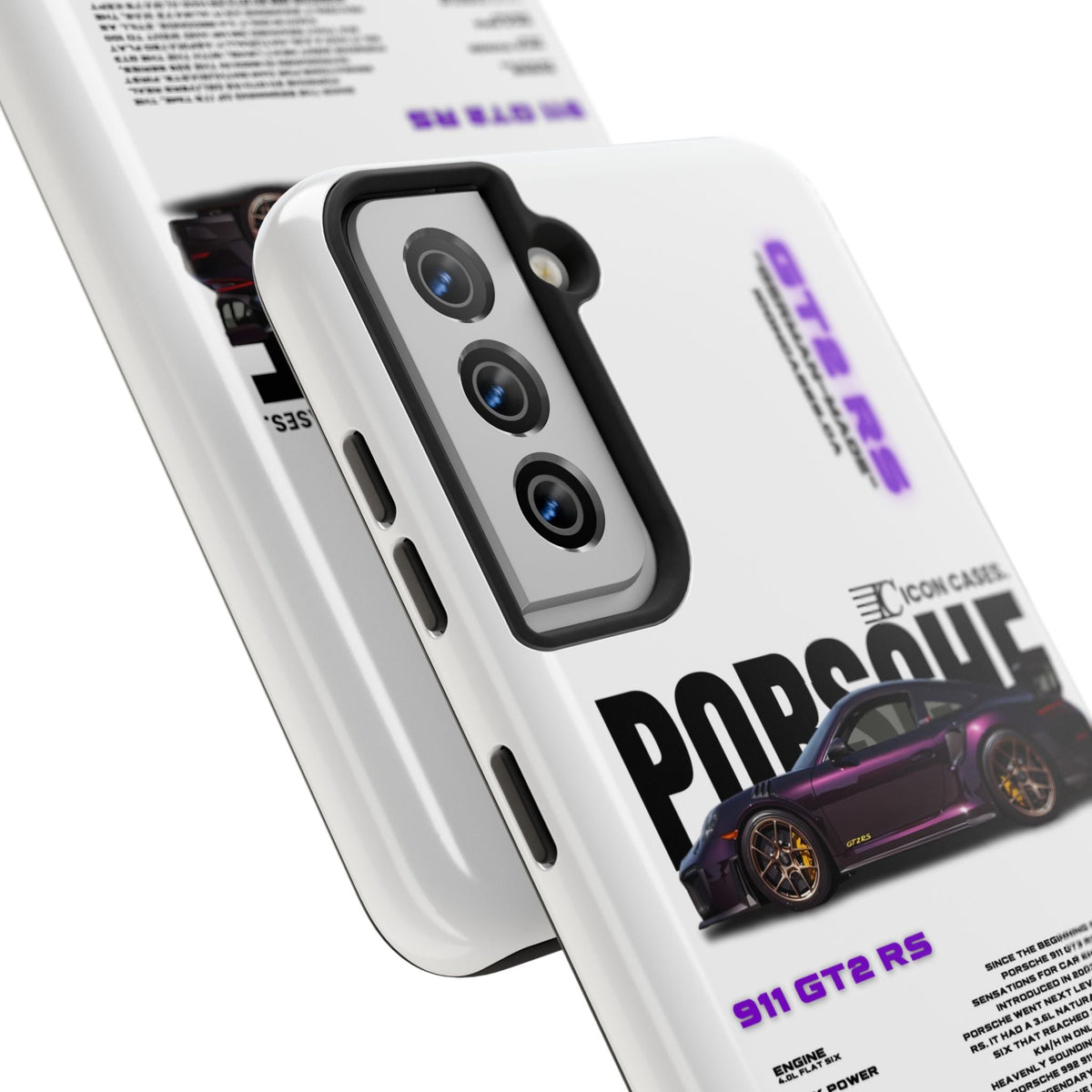 Porsche 911 GT2 RS Purple White Premium Tough Shining Phone Case (Double Layer) Available For All iPhone Models