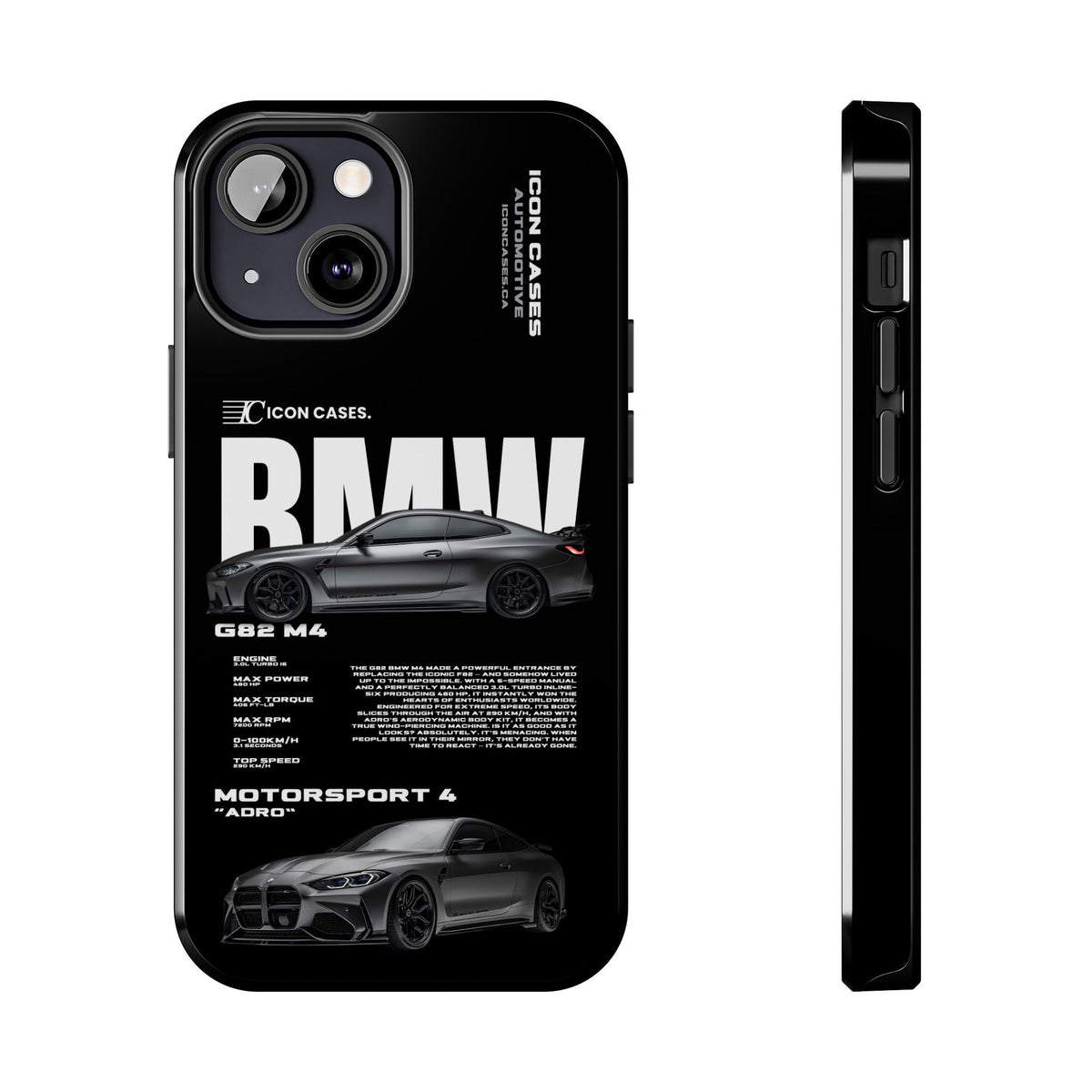 BMW M4 (G82) Black Premium Tough Shining Phone Case (Double Layer) Available For All iPhone Models