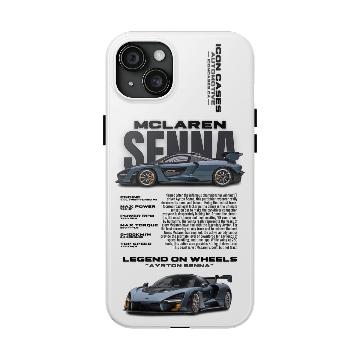 McLaren Senna White Premium Tough Shining Phone Case (Double Layer) Available For All iPhone Models