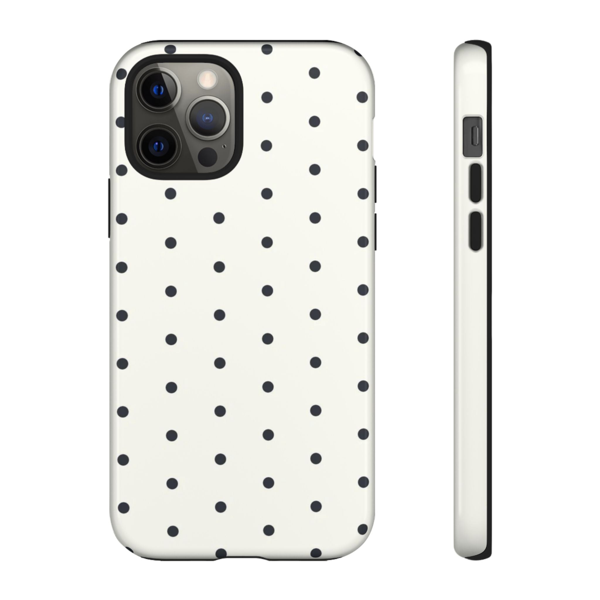 White Polka Dots Tough Case  Available For All iPhone Models