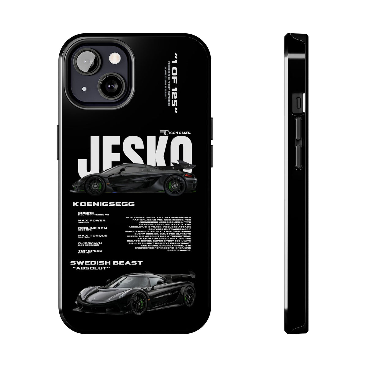 Koenigsegg Jesko Black Premium Tough Shining Phone Case (Double Layer) Available For All iPhone Models