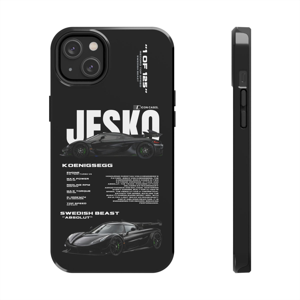 Koenigsegg Jesko Black Premium Tough Shining Phone Case (Double Layer) Available For All iPhone Models