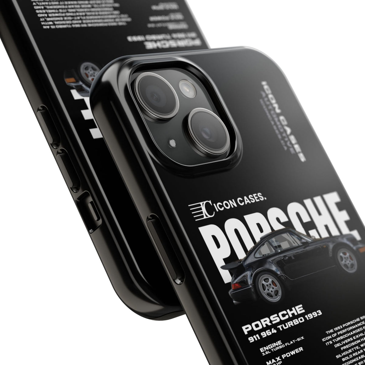 Porsche 911 (964) Turbo Black Premium Tough Shining Phone Case (Double Layer) Available For All iPhone Models