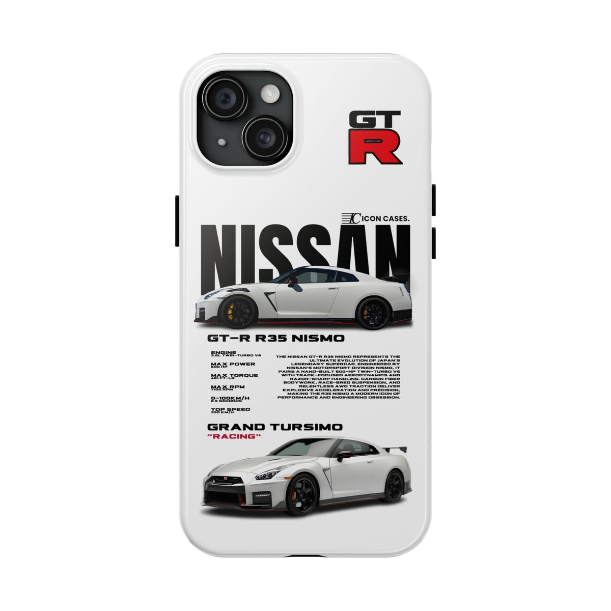 Nissan GT-R R35 White Premium Tough Shining Phone Case (Double Layer) Available For All iPhone Models