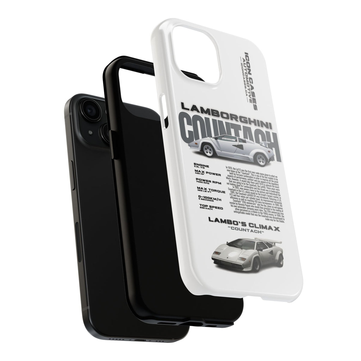 Lamborghini Countach White Premium Tough Shining Phone Case (Double Layer) Available For All iPhone Models