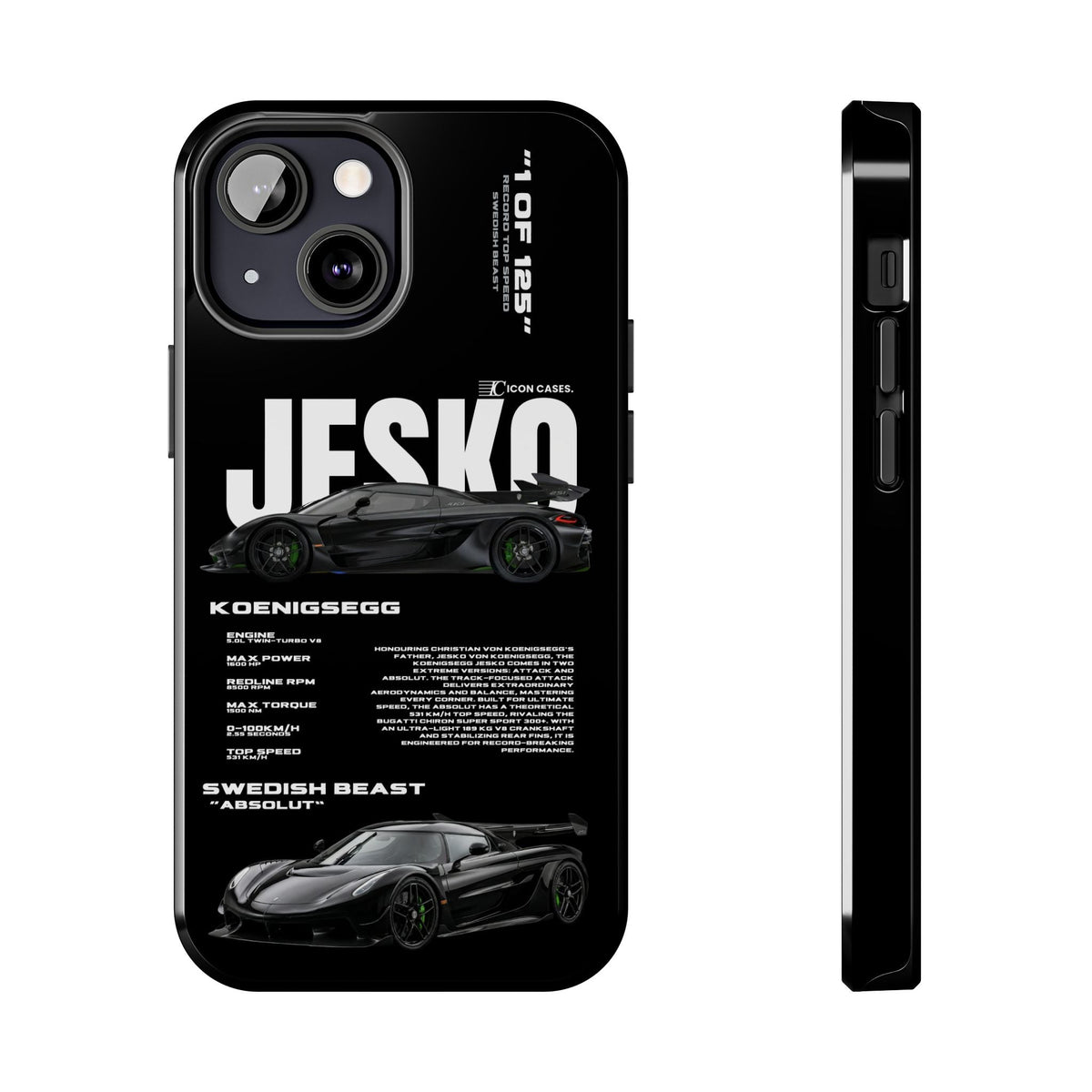 Koenigsegg Jesko Black Premium Tough Shining Phone Case (Double Layer) Available For All iPhone Models