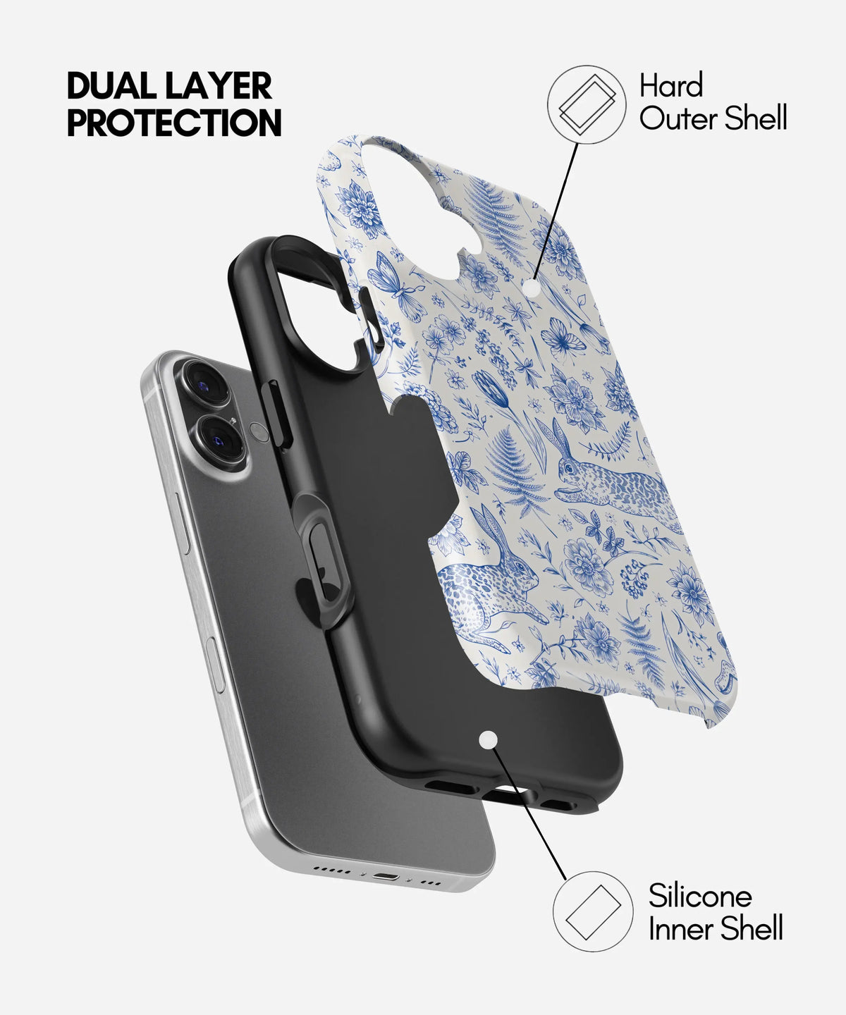 Wildflower Bunny Premium Tough Shining Phone Case (Double Layer) Available For All iPhone Models