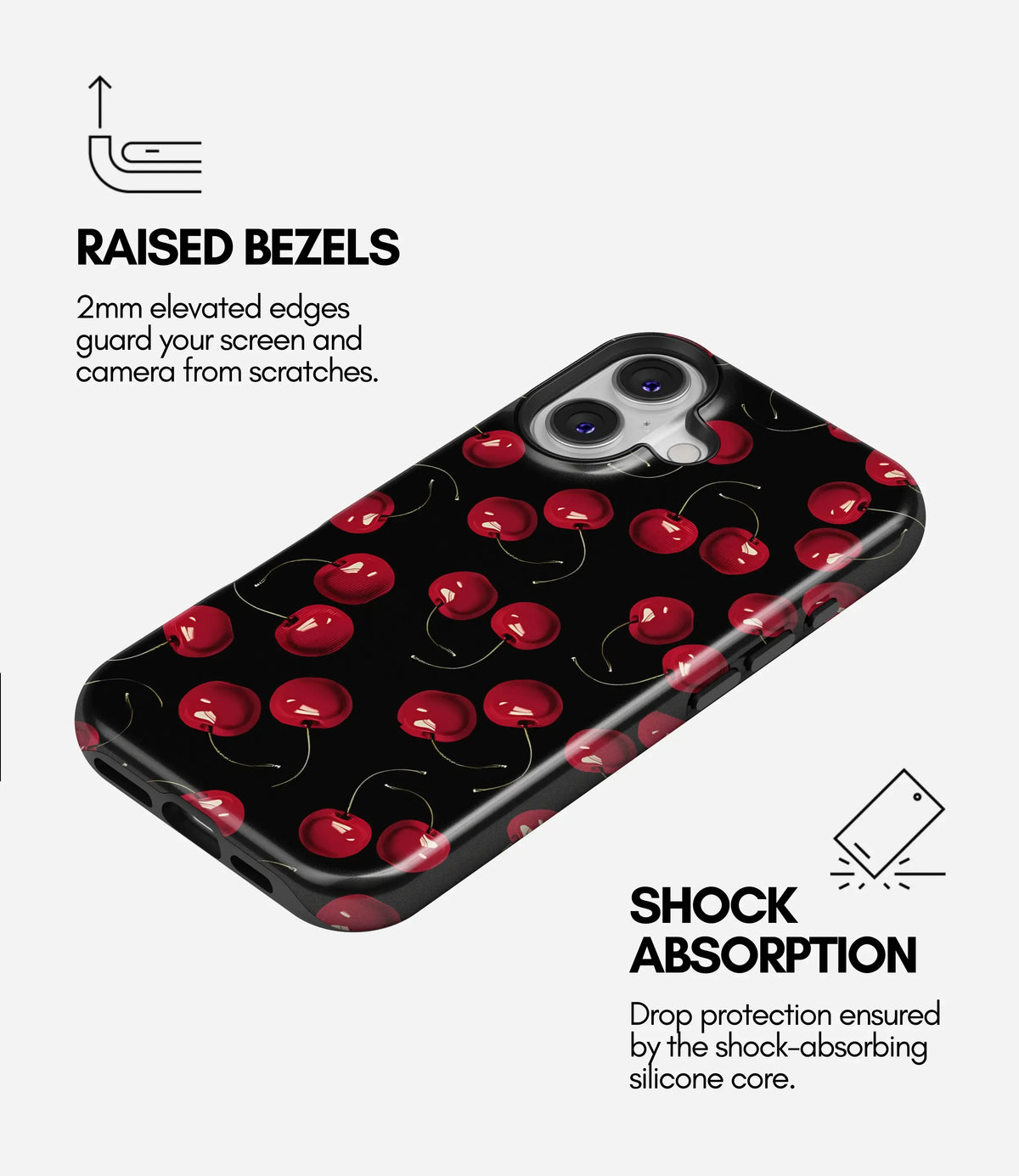 Midnight Cherries Premium Tough Shining Phone Case (Double Layer) Available For All iPhone Models