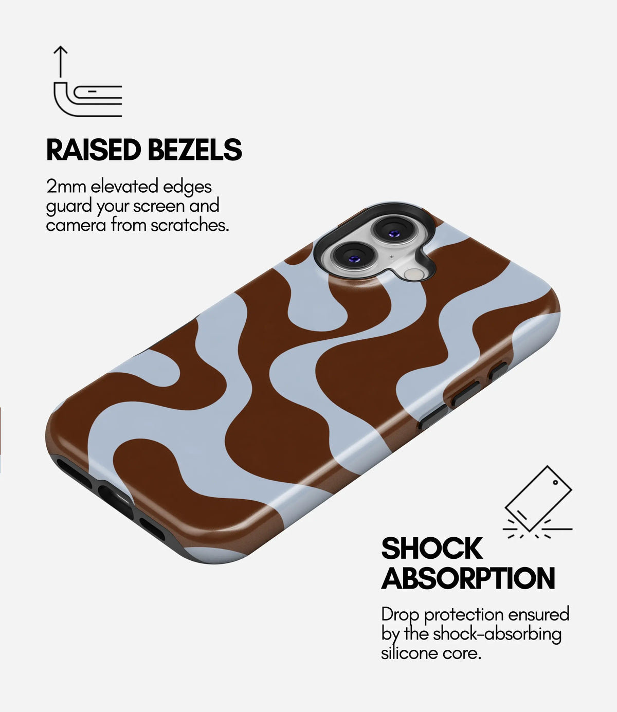 Mocha Melt Waves Premium Tough Shining Phone Case (Double Layer) Available For All iPhone Models