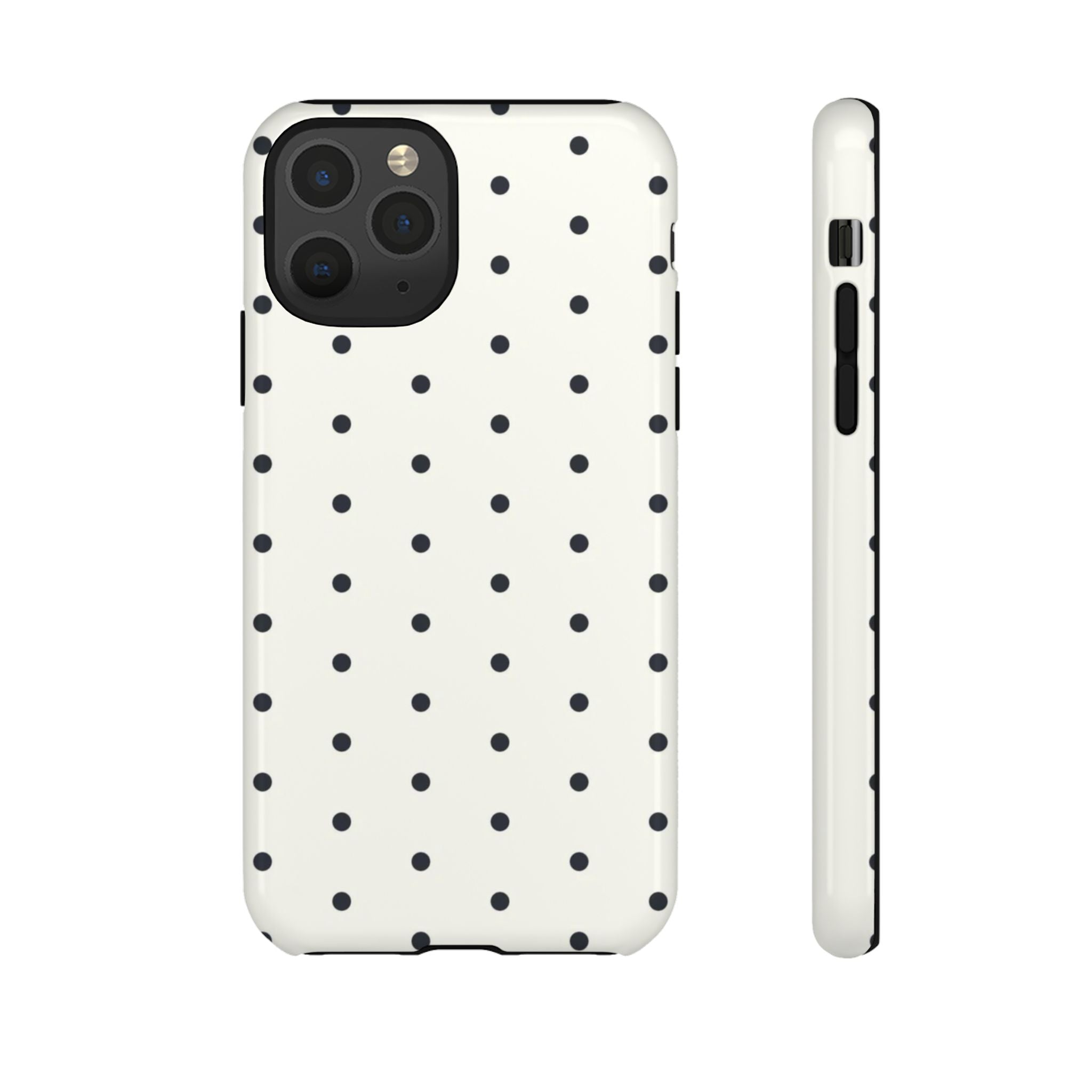 White Polka Dots Tough Case  Available For All iPhone Models