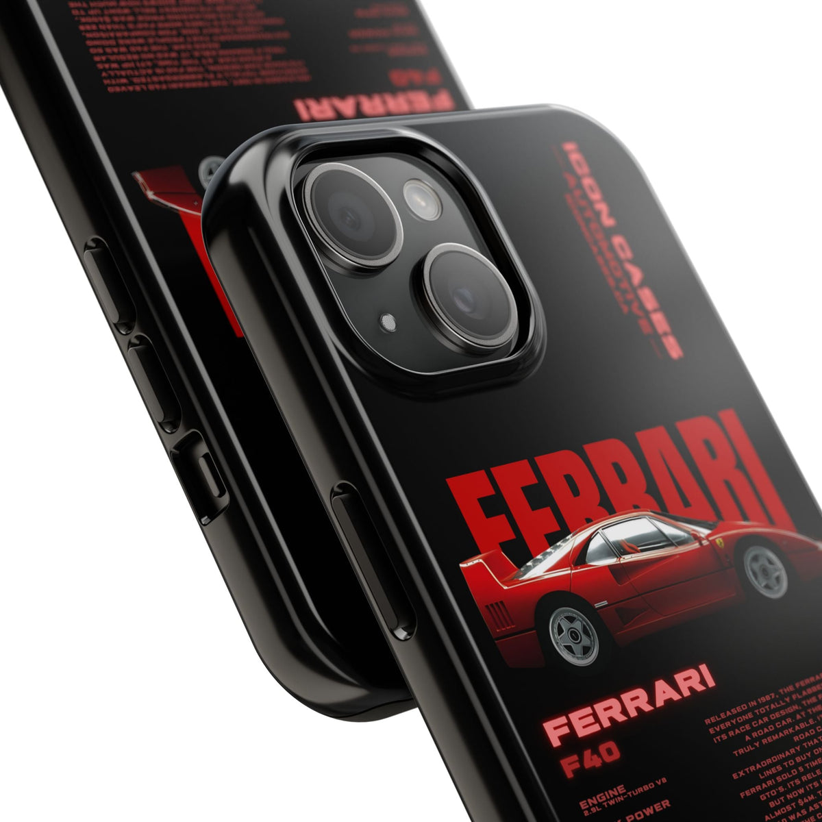 Ferrari F40 Black Premium Tough Shining Phone Case (Double Layer) Available For All iPhone Models