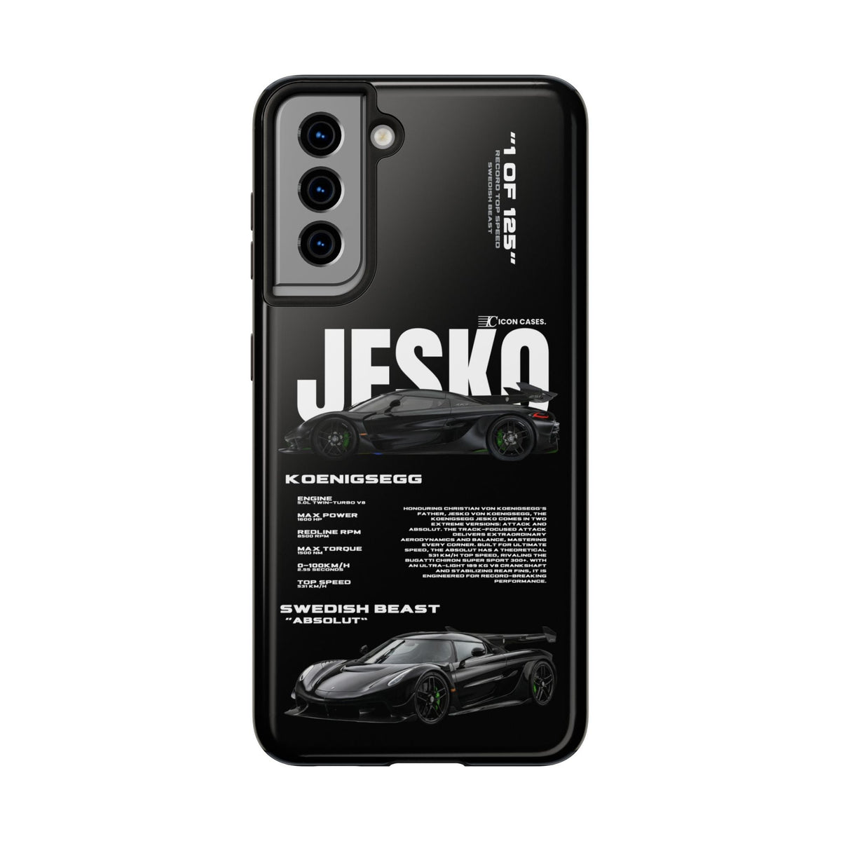 Koenigsegg Jesko Black Premium Tough Shining Phone Case (Double Layer) Available For All iPhone Models
