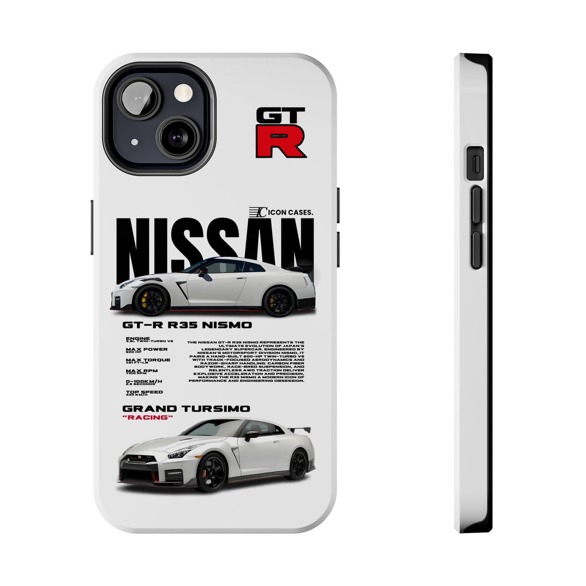 Nissan GT-R R35 White Premium Tough Shining Phone Case (Double Layer) Available For All iPhone Models