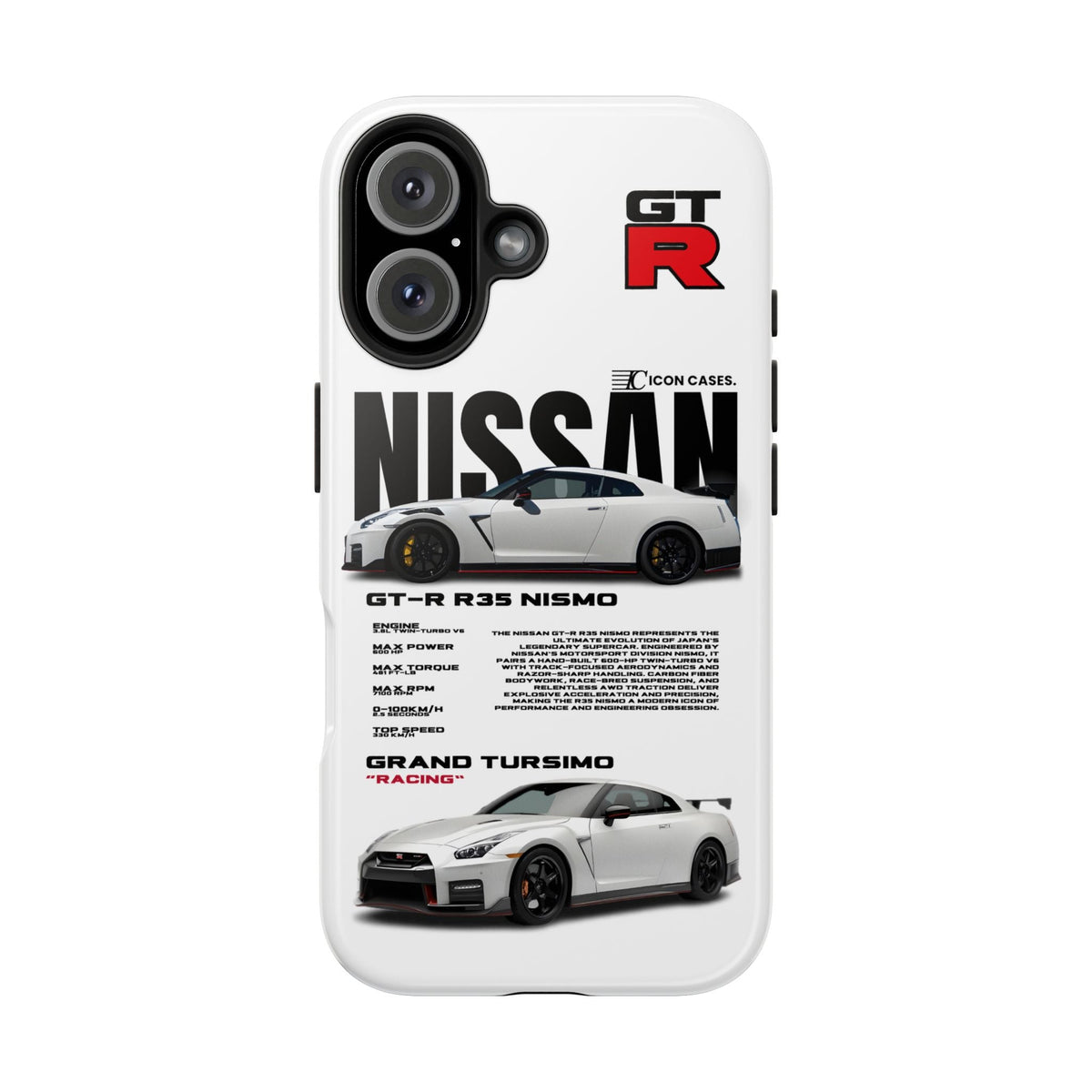 Nissan GT-R R35 White Premium Tough Shining Phone Case (Double Layer) Available For All iPhone Models