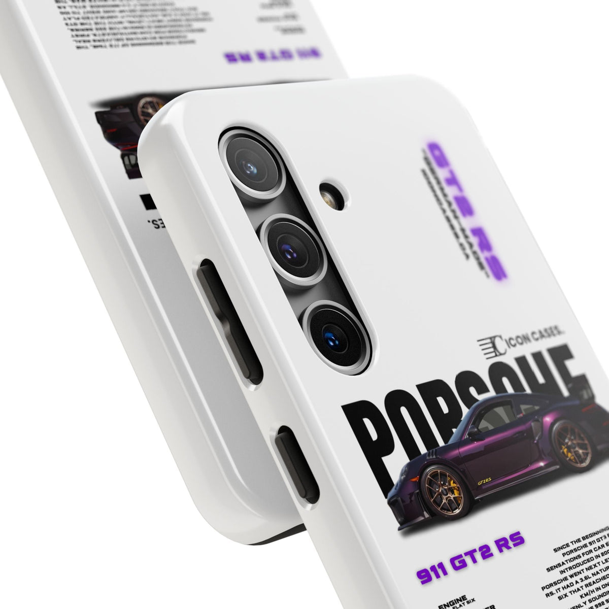Porsche 911 GT2 RS Purple White Premium Tough Shining Phone Case (Double Layer) Available For All iPhone Models