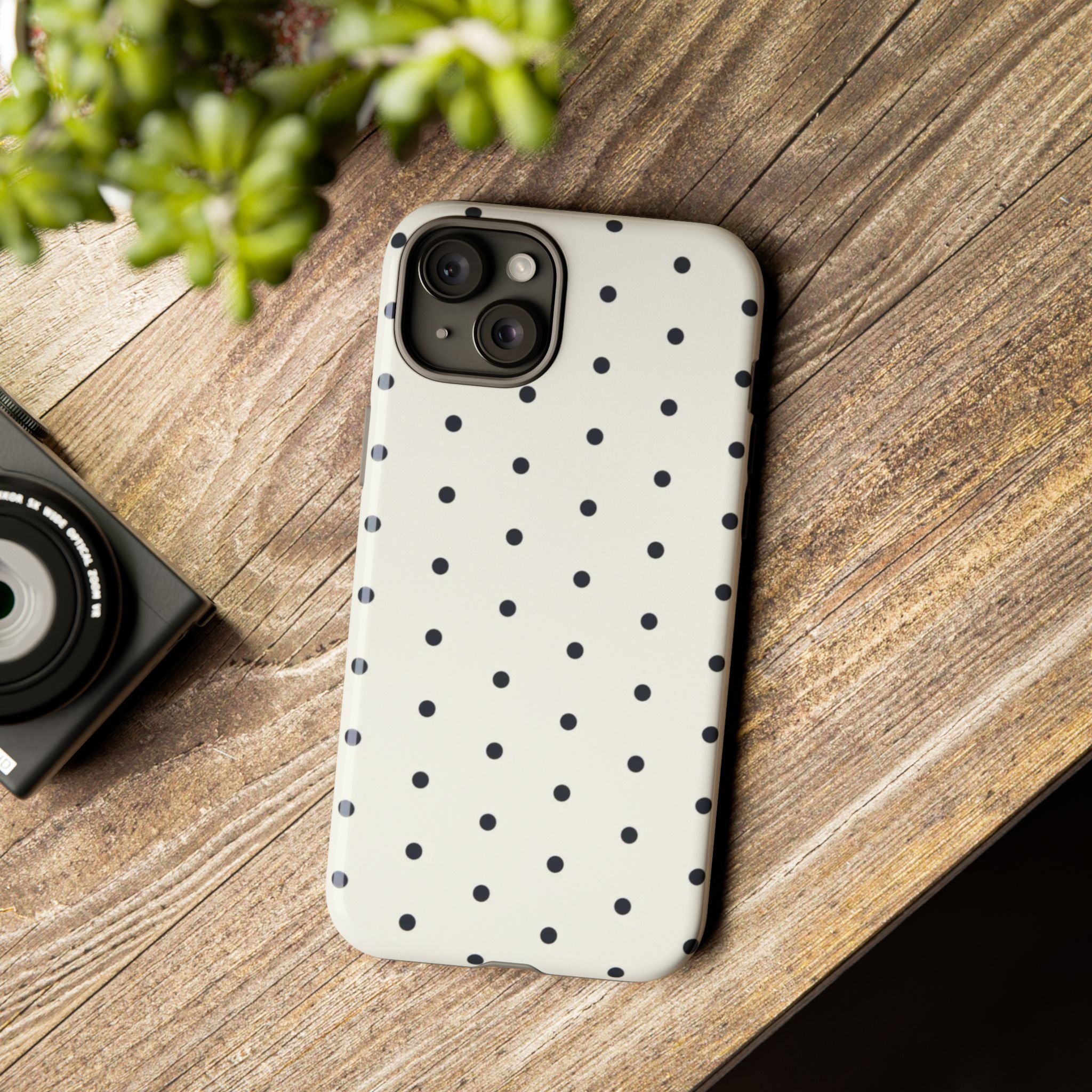 White Polka Dots Tough Case  Available For All iPhone Models