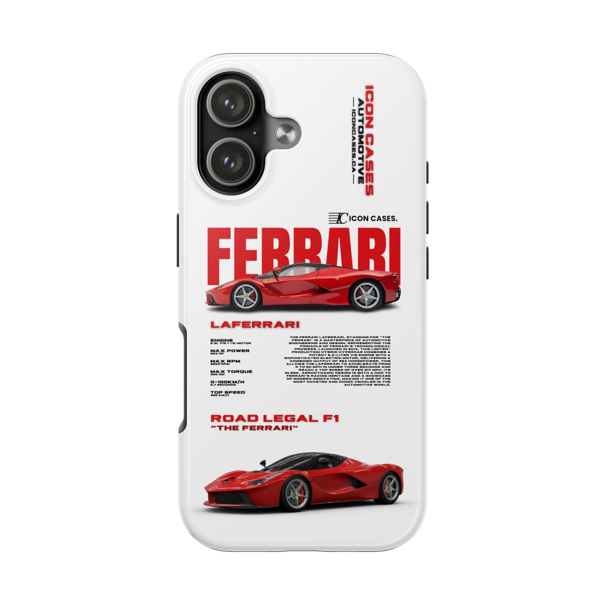 Ferrari LaFerrari White Premium Tough Shining Phone Case (Double Layer) Available For All iPhone Models