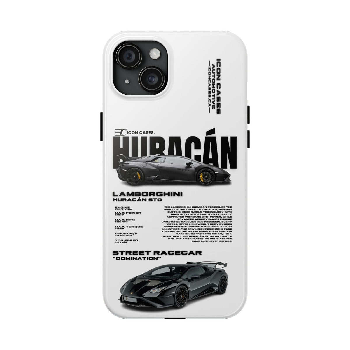 Lamborghini Huracan STO White Premium Tough Shining Phone Case (Double Layer) Available For All iPhone Models