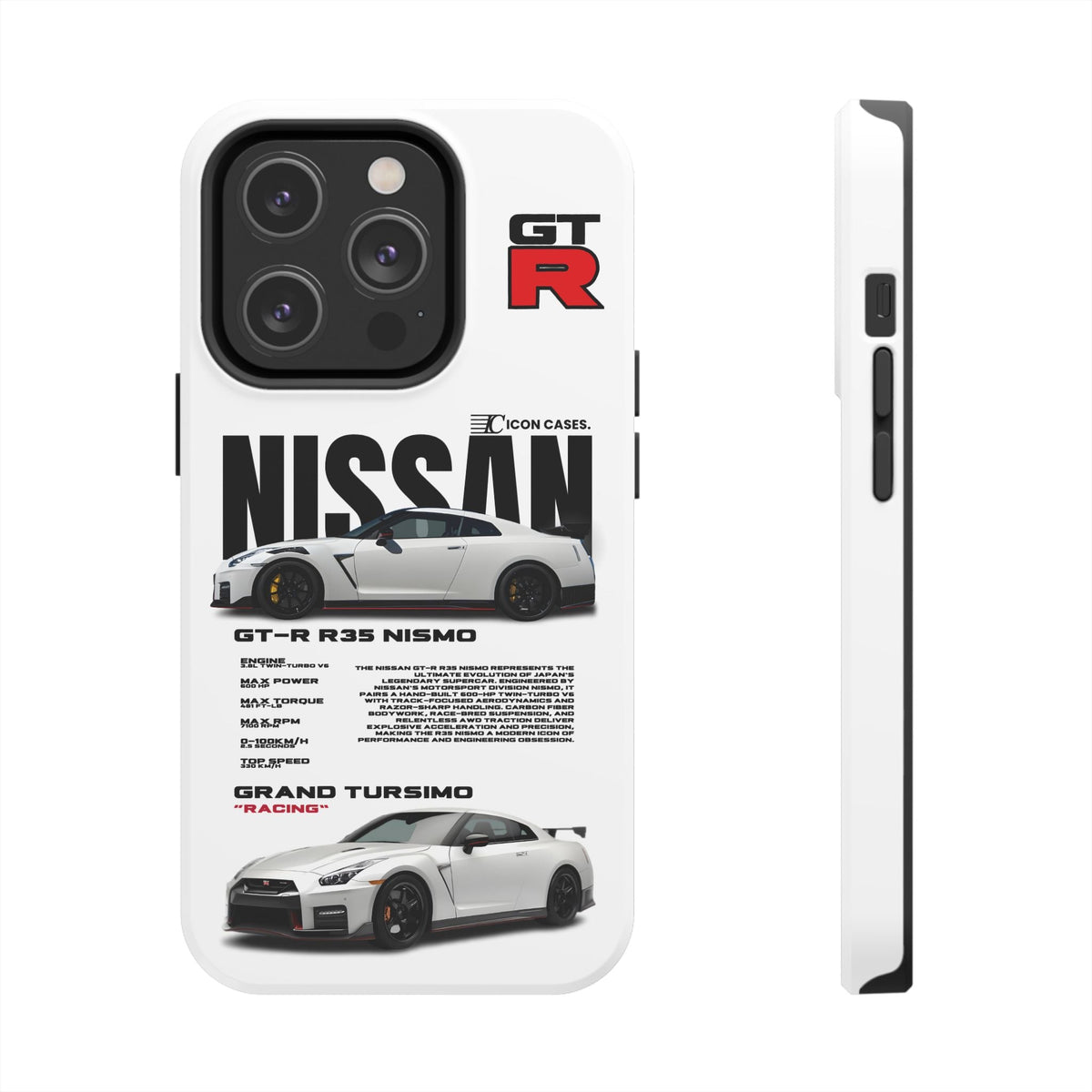 Nissan GT-R R35 White Premium Tough Shining Phone Case (Double Layer) Available For All iPhone Models