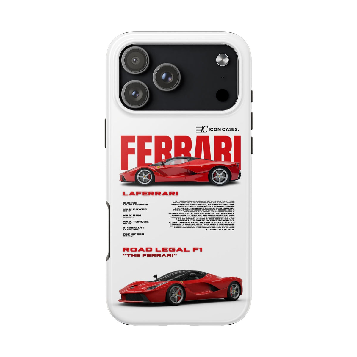 Ferrari LaFerrari White Premium Tough Shining Phone Case (Double Layer) Available For All iPhone Models