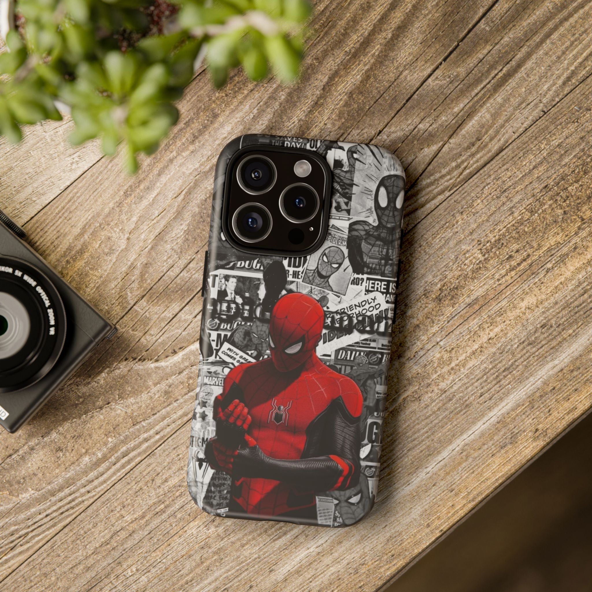 Red Mask Collage Premium Tough Shining Phone Case (Double Layer) Available For All iPhone Models