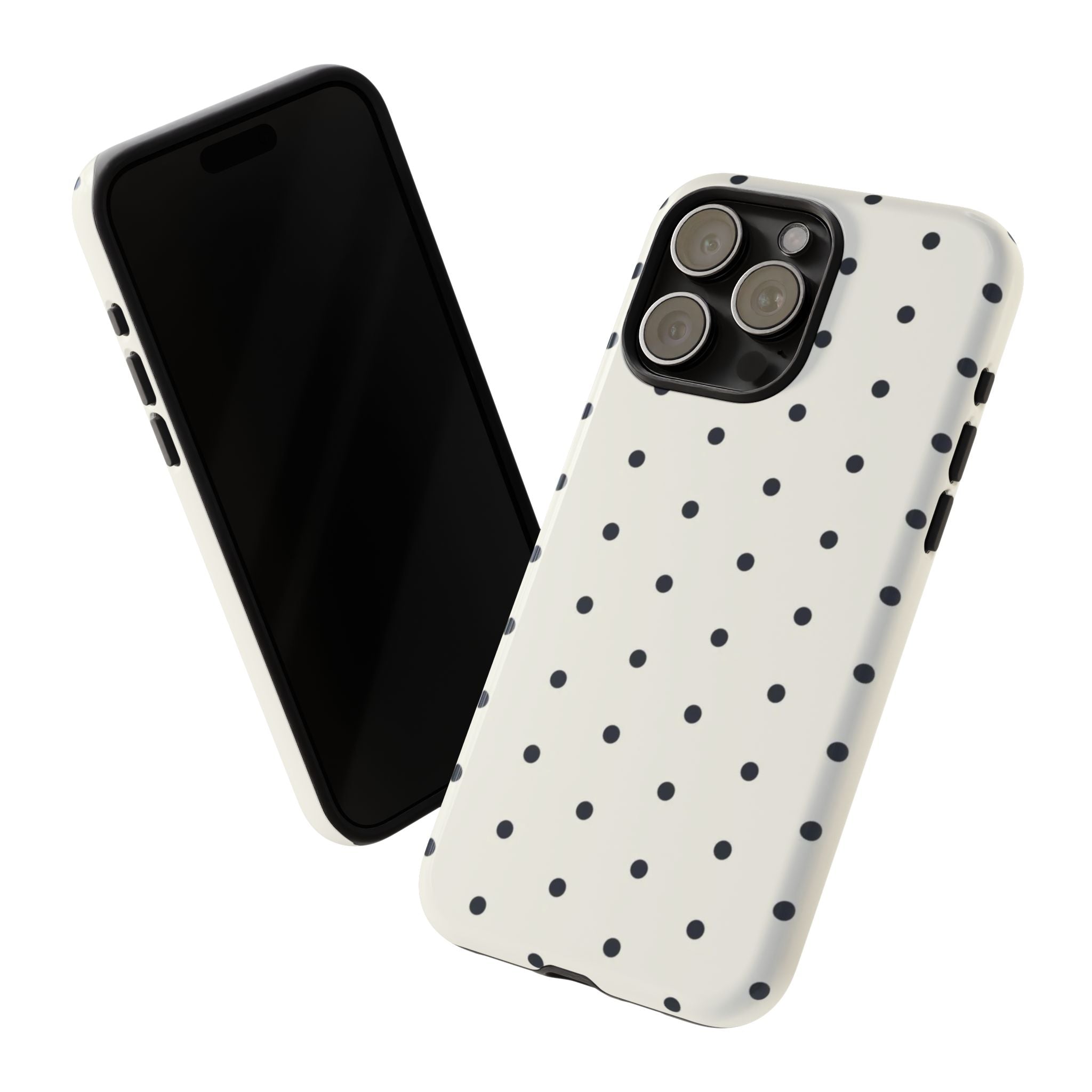 White Polka Dots Tough Case  Available For All iPhone Models