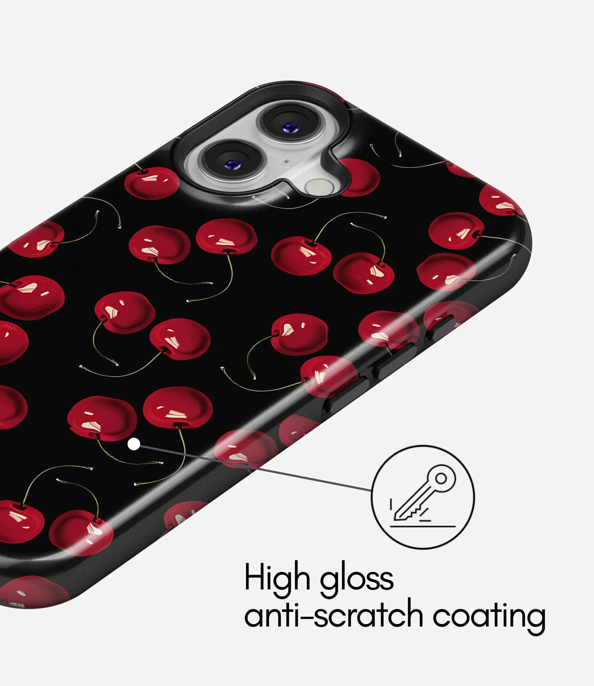 Midnight Cherries Premium Tough Shining Phone Case (Double Layer) Available For All iPhone Models