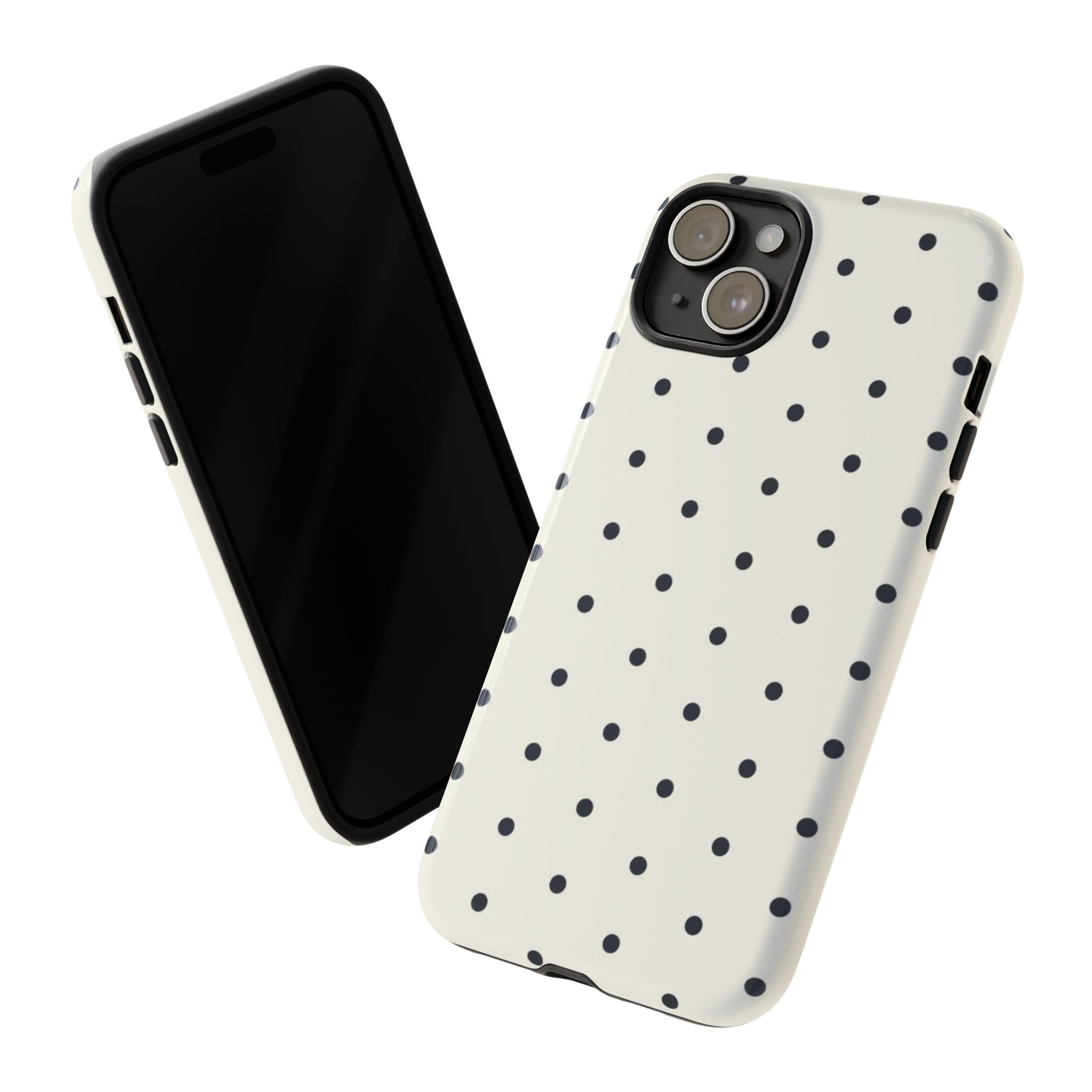 White Polka Dots Tough Case  Available For All iPhone Models