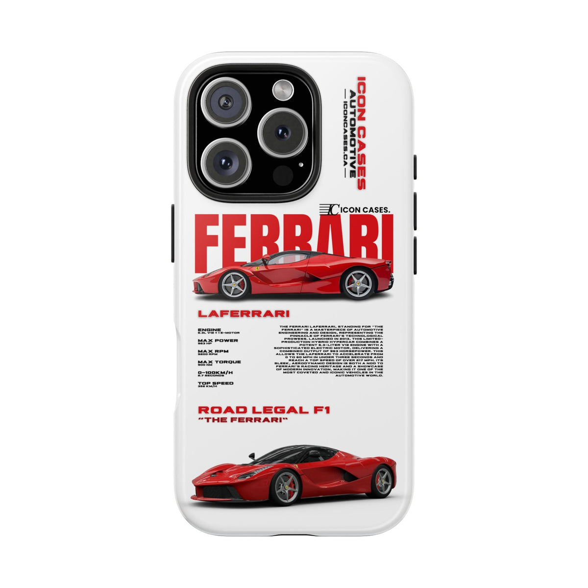 Ferrari LaFerrari White Premium Tough Shining Phone Case (Double Layer) Available For All iPhone Models