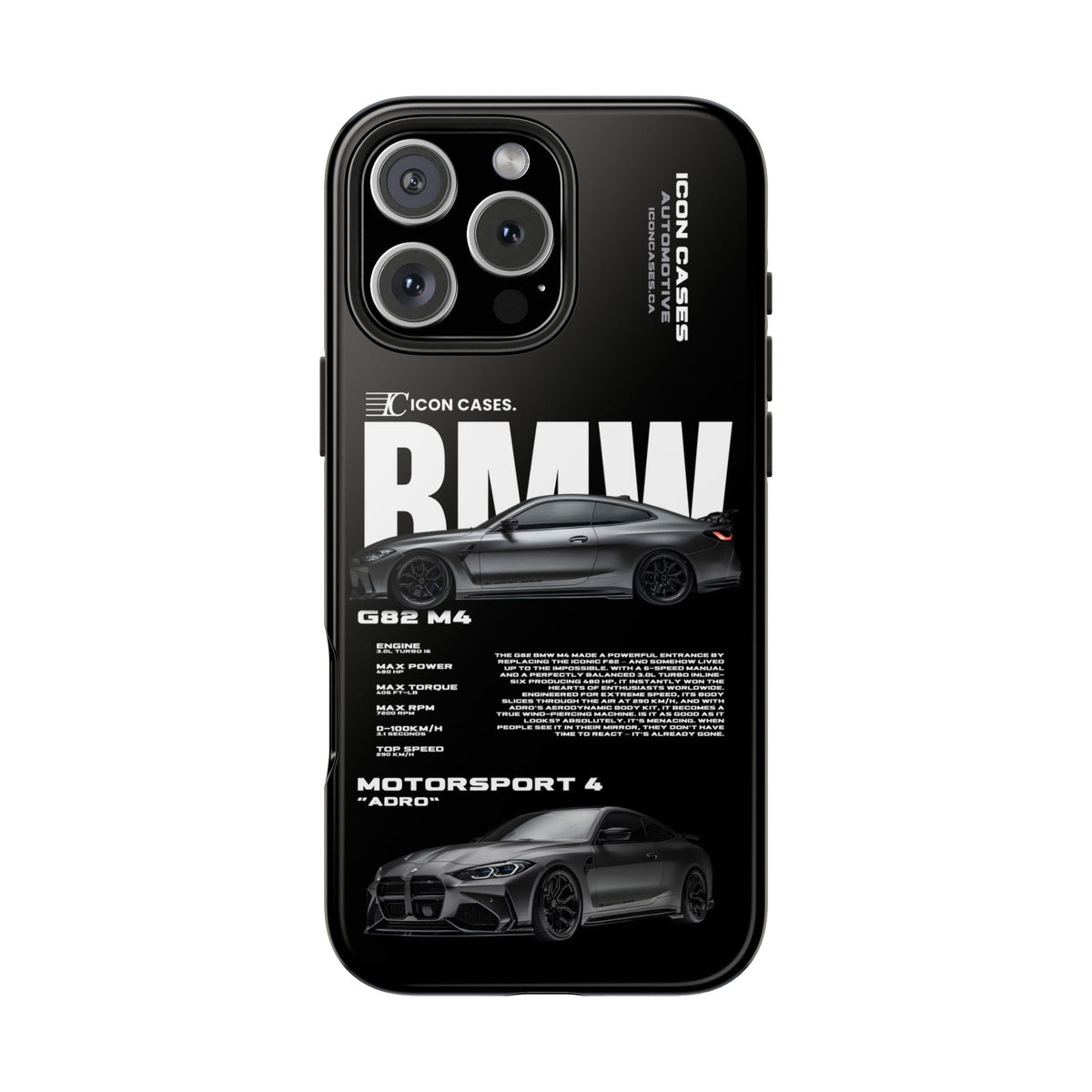 BMW M4 (G82) Black Premium Tough Shining Phone Case (Double Layer) Available For All iPhone Models
