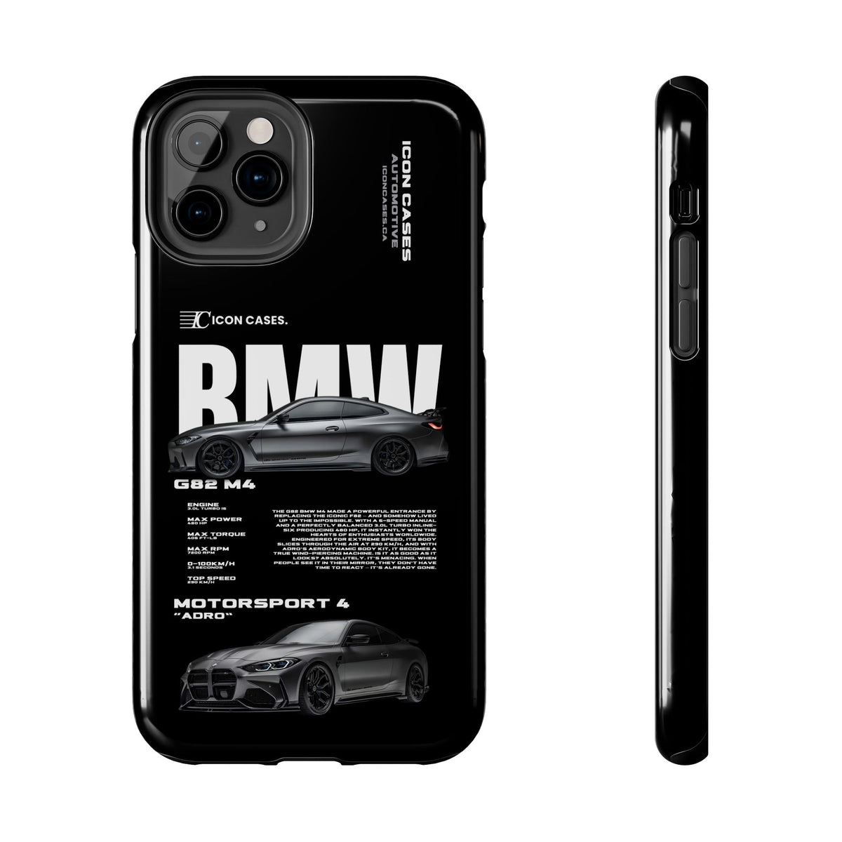 BMW M4 (G82) Black Premium Tough Shining Phone Case (Double Layer) Available For All iPhone Models