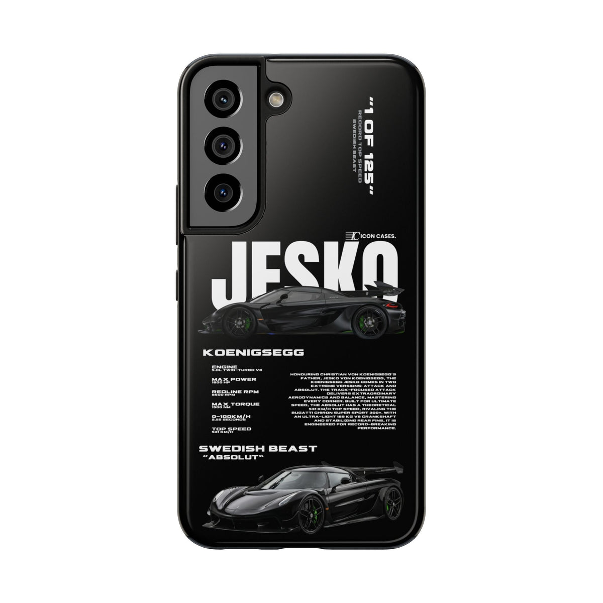 Koenigsegg Jesko Black Premium Tough Shining Phone Case (Double Layer) Available For All iPhone Models