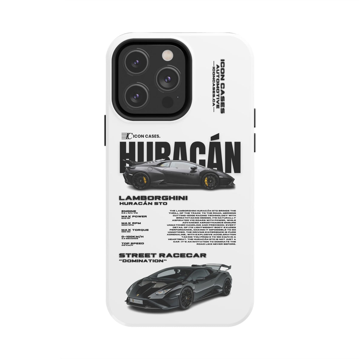 Lamborghini Huracan STO White Premium Tough Shining Phone Case (Double Layer) Available For All iPhone Models