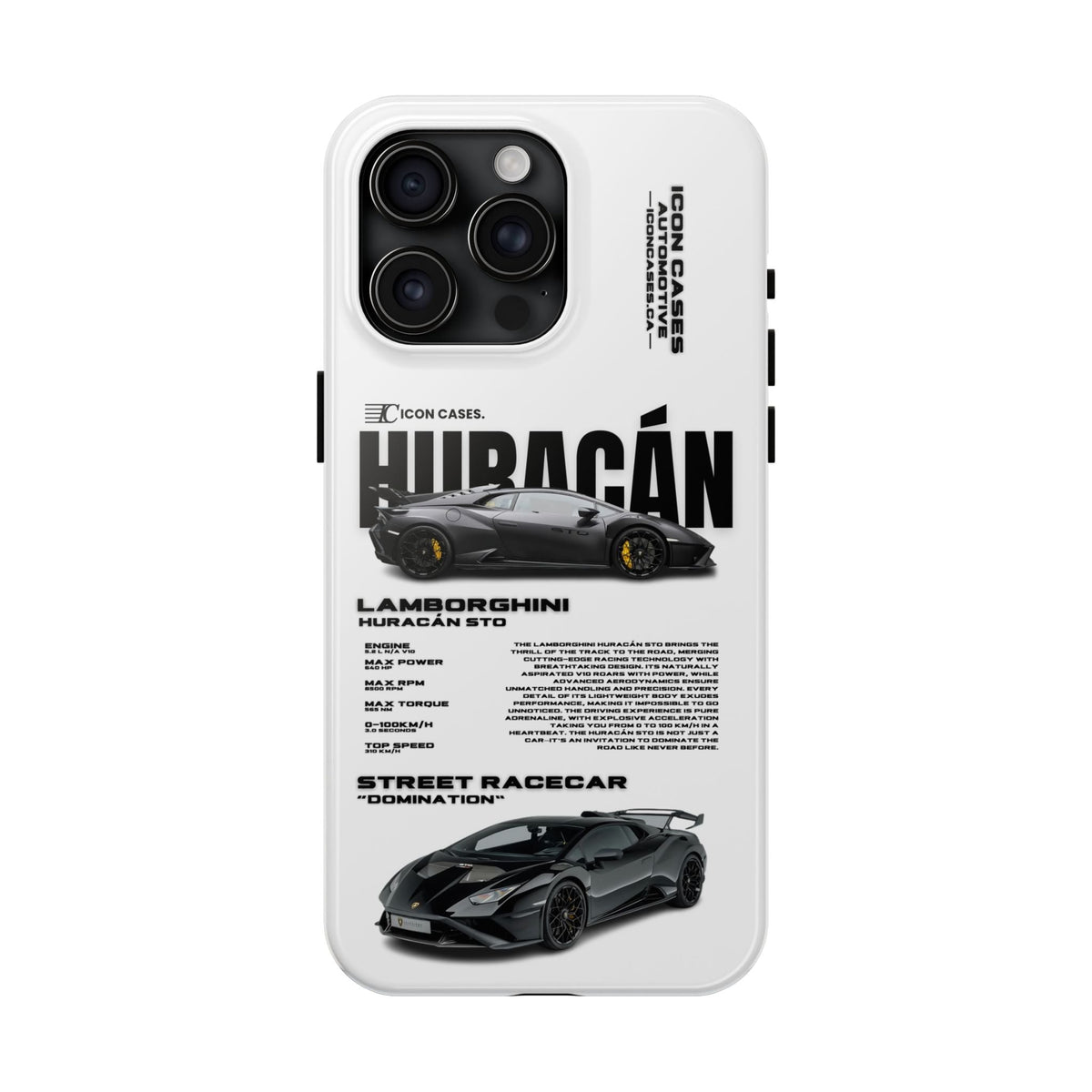 Lamborghini Huracan STO White Premium Tough Shining Phone Case (Double Layer) Available For All iPhone Models