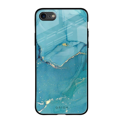 Blue Golden Glitter Glossy Case for iPhone 8