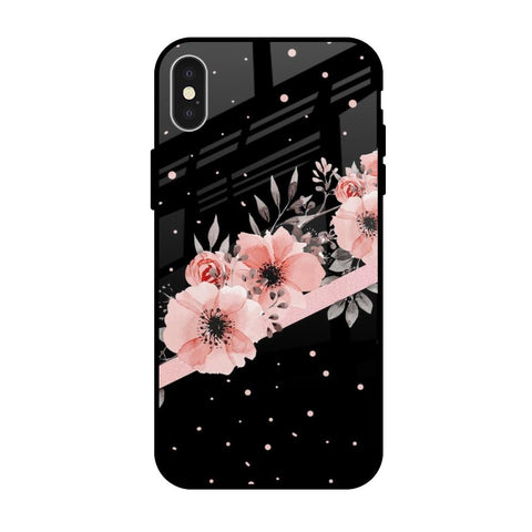 Floral Black Band Glossy Case For iPhone X