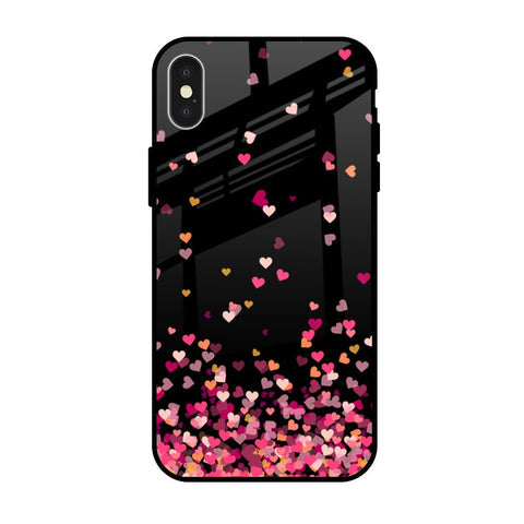Heart Rain Fall Glossy Case For iPhone X