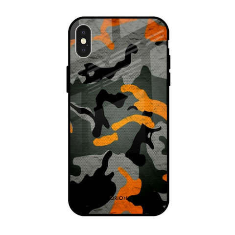 Camouflage Orange Glossy Case For iPhone X