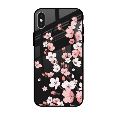 Black Cherry Blossom Glossy Case for Apple iPhone X