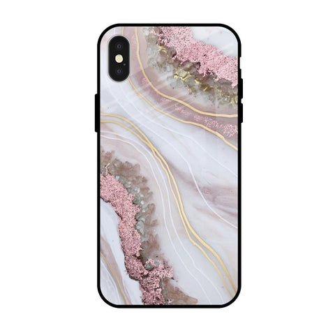 Pink & Gold Gllitter Marble Glossy Case for iPhone X