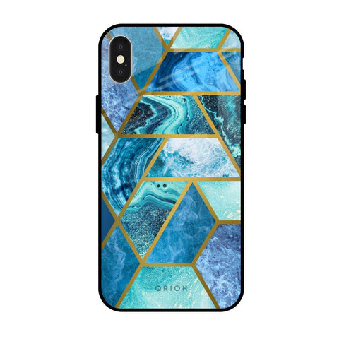Turquoise Geometrical Marble Glossy Case for iPhone X