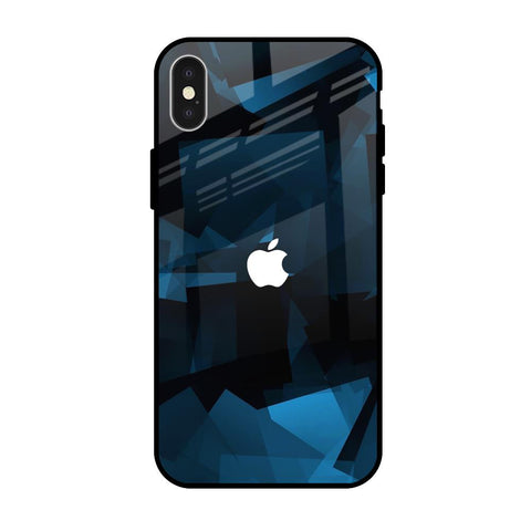 Polygonal Blue Box Glossy Case For iPhone X