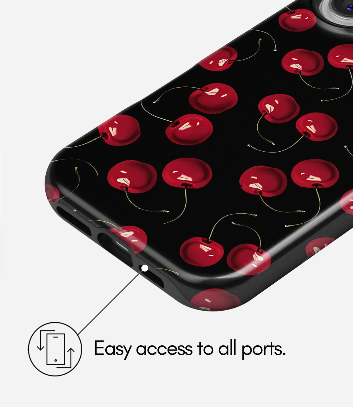 Midnight Cherries Premium Tough Shining Phone Case (Double Layer) Available For All iPhone Models