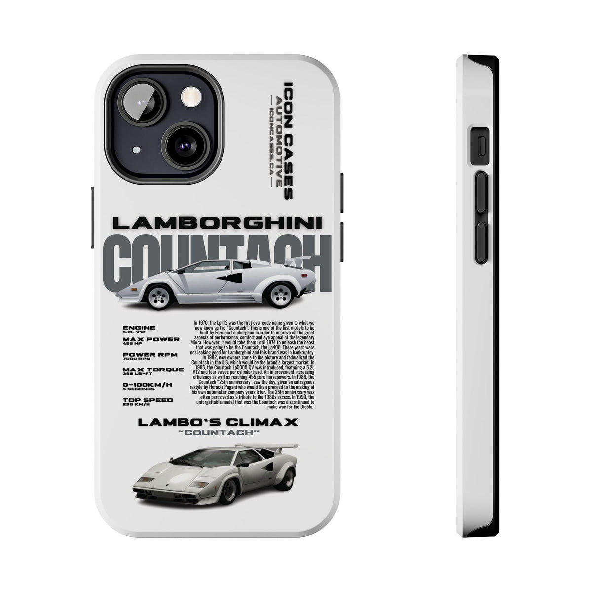 Lamborghini Countach White Premium Tough Shining Phone Case (Double Layer) Available For All iPhone Models