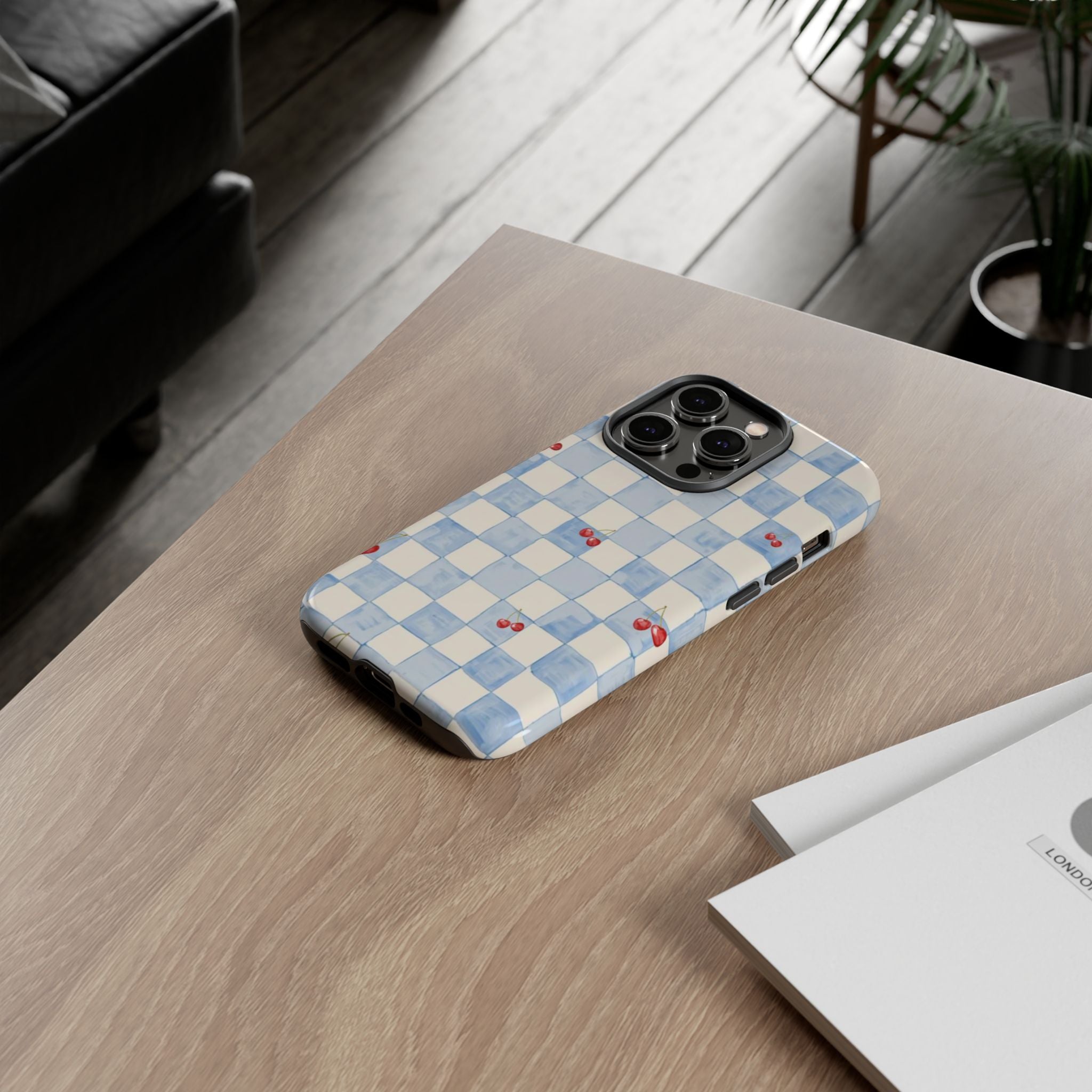 Cherry Check Tough Case  Available For All iPhone Models