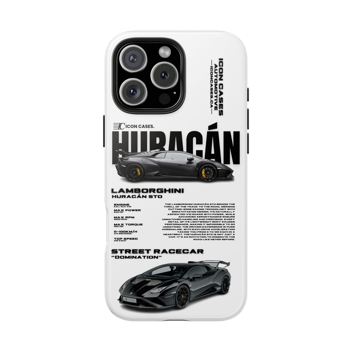 Lamborghini Huracan STO White Premium Tough Shining Phone Case (Double Layer) Available For All iPhone Models