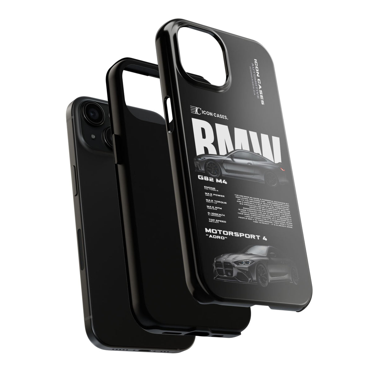 BMW M4 (G82) Black Premium Tough Shining Phone Case (Double Layer) Available For All iPhone Models