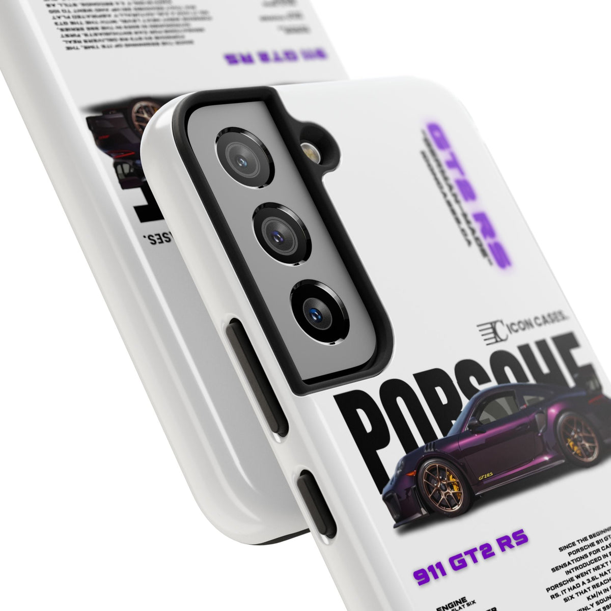 Porsche 911 GT2 RS Purple White Premium Tough Shining Phone Case (Double Layer) Available For All iPhone Models