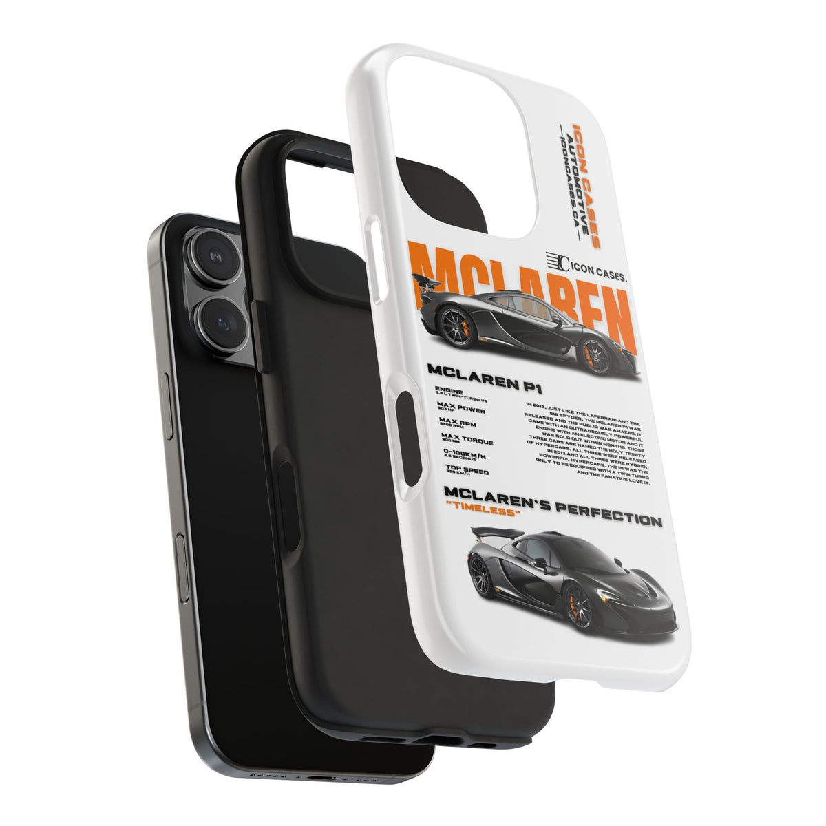 McLaren P1 White Premium Tough Shining Phone Case (Double Layer) Available For All iPhone Models